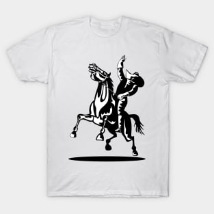 Cowboy Riding Horse Hand Up Retro T-Shirt